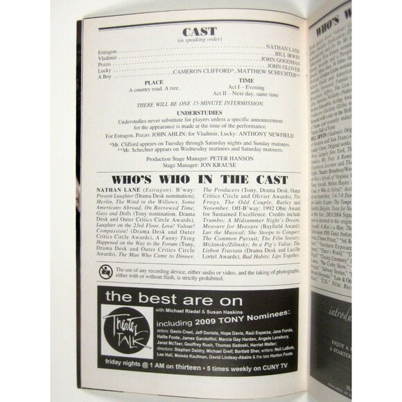 Waiting for Godot Playbill June 2009 Nathan Lane Bill Irwin John Goodman Glover - Picture 5 of 6